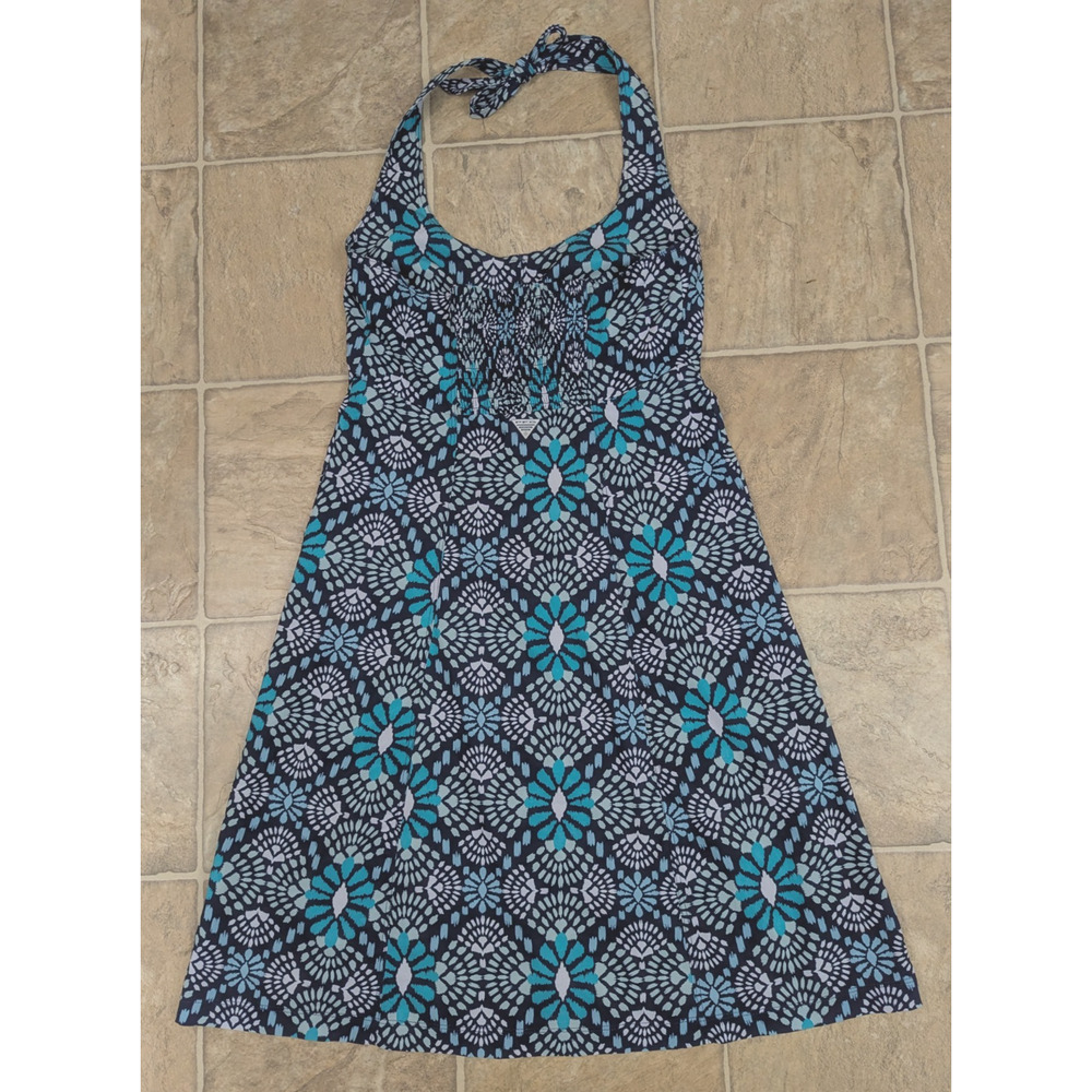 Columbia PFG sz XS Halter Dress multi color thin lightweight ties at neck 3607 - Picture 4 of 7